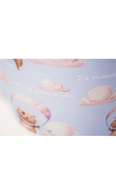 Trusou de botez pentru baieti cu ursuleti si baloane de aer cald, Puf Teddy Bear 16